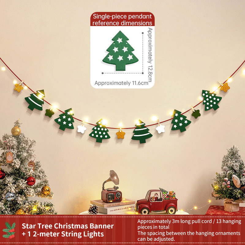Christmas Banner With LED String Lights & Felt Decor