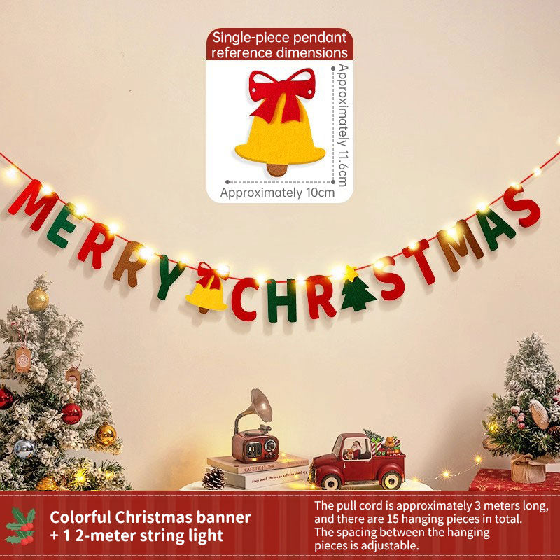 Christmas Banner With LED String Lights & Felt Decor