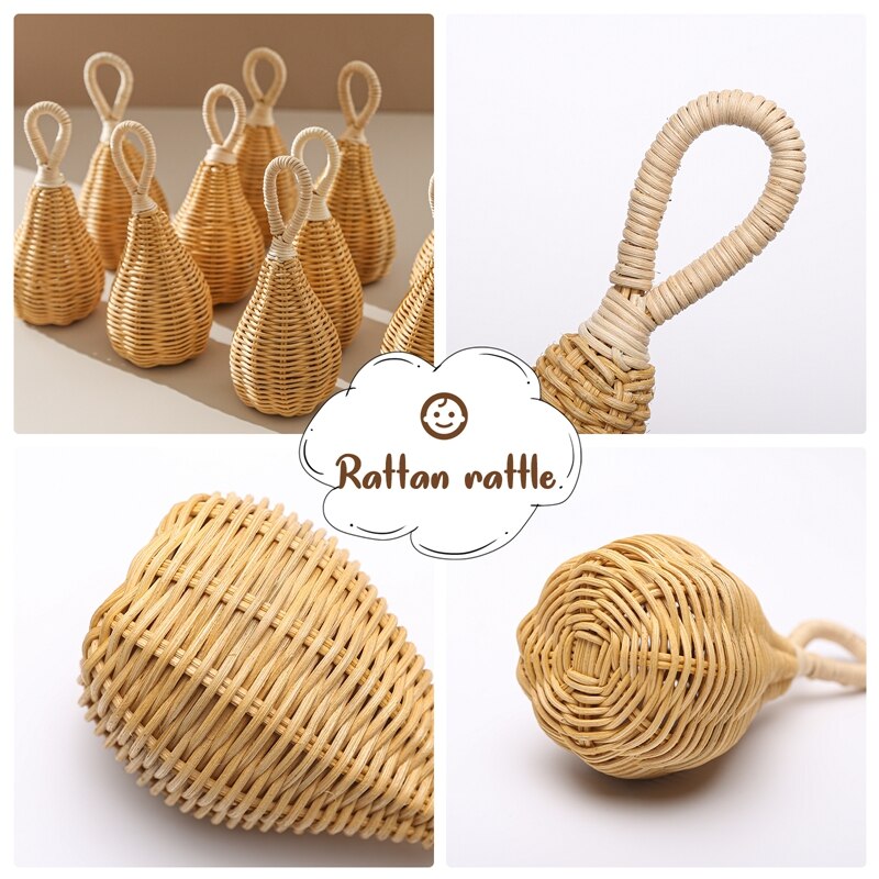 Natural Rattan Baby Rattle for Gentle Sensory Play