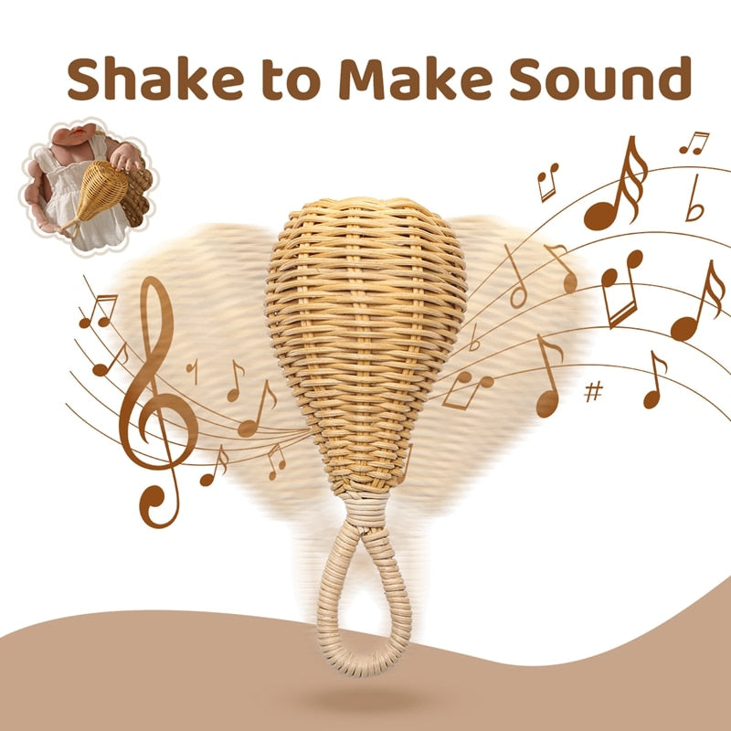 Natural Rattan Baby Rattle for Gentle Sensory Play