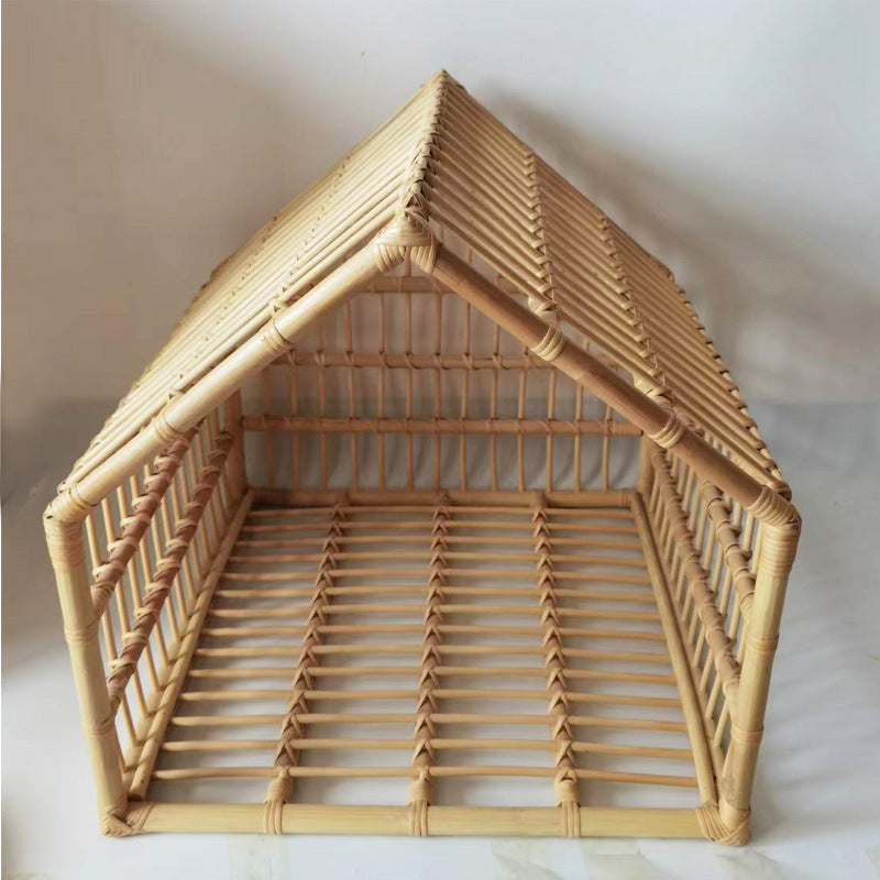 Handwoven Rattan Cat House Bed for Cozy Home Lounging