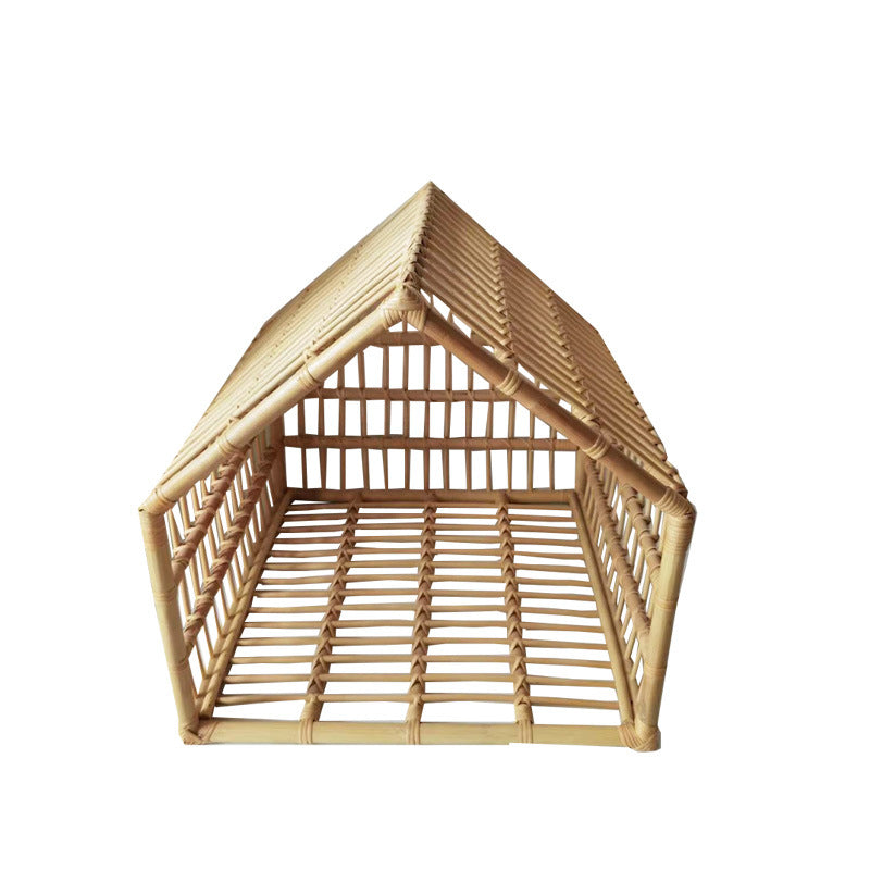 Handwoven Rattan Cat House Bed for Cozy Home Lounging
