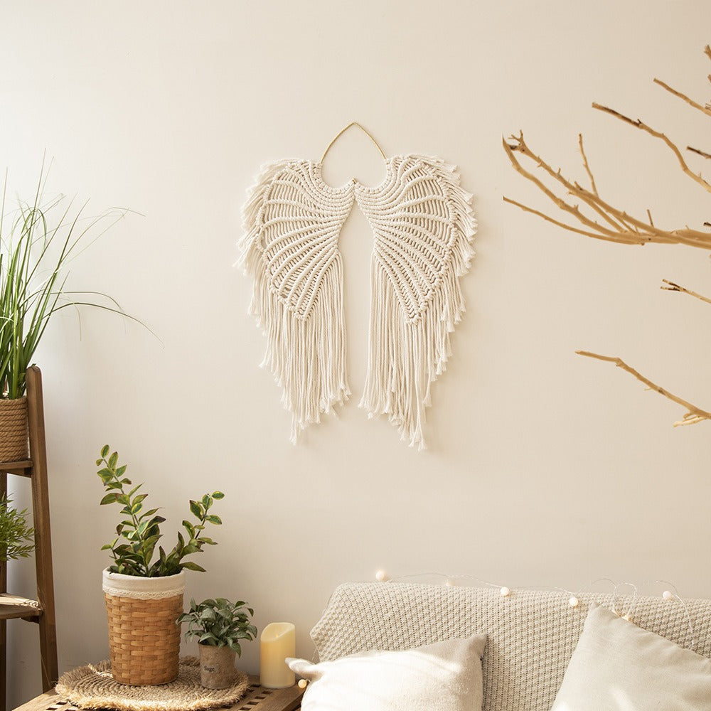 Macramé Angel Wings Wall Hanging for Cozy Room Texture