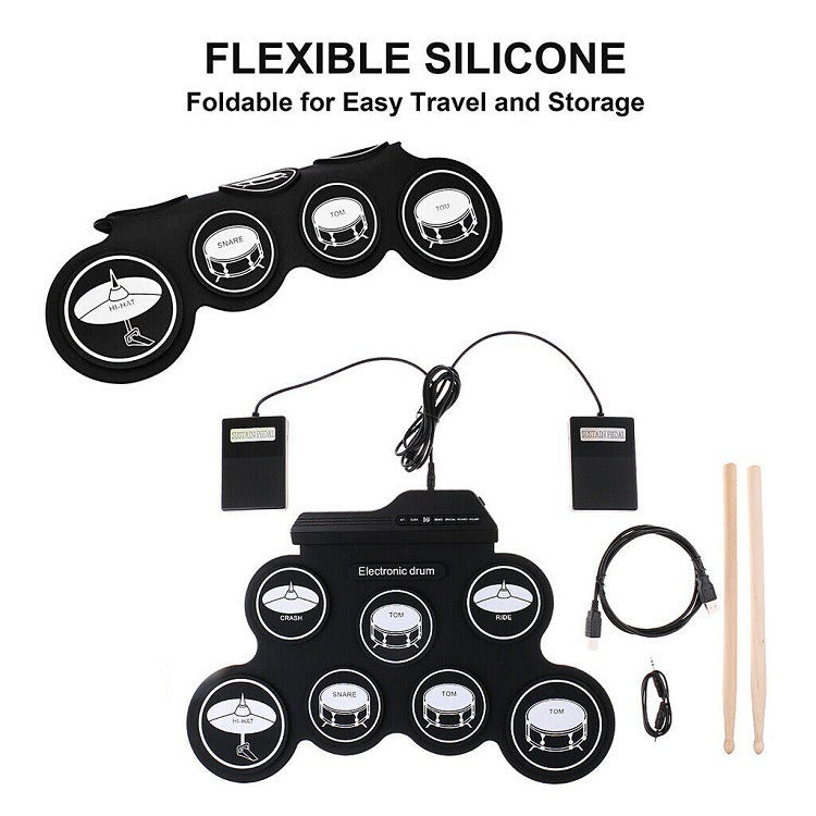 Portable Electronic Drum Pad: Roll-Up Silicone Practice Kit