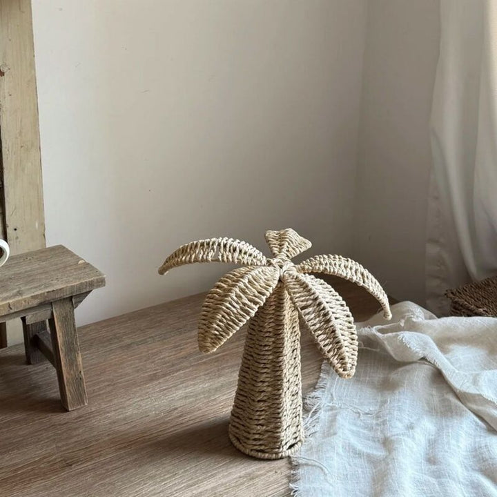 Handwoven Straw Tree Sculpture for Tropical Home Decor