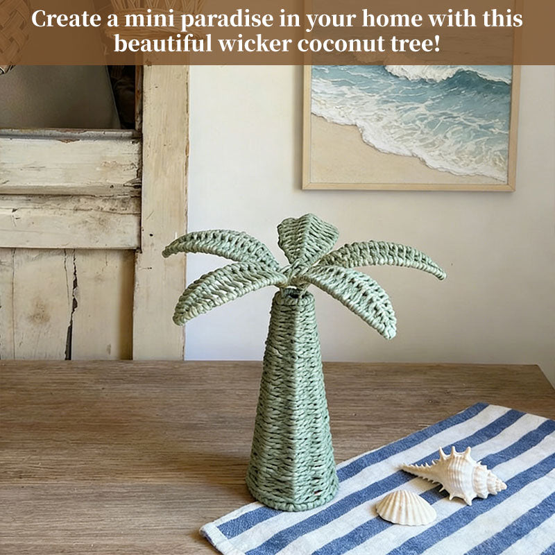 Handwoven Straw Tree Sculpture for Tropical Home Decor