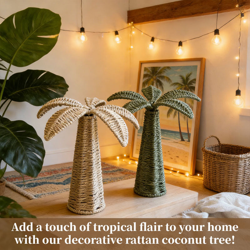 Handwoven Straw Tree Sculpture for Tropical Home Decor