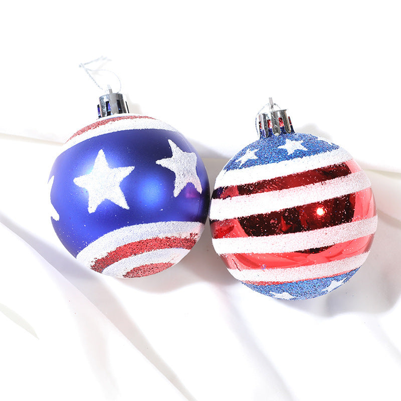Patriotic Christmas Ball Ornaments Set of 12, Glitter