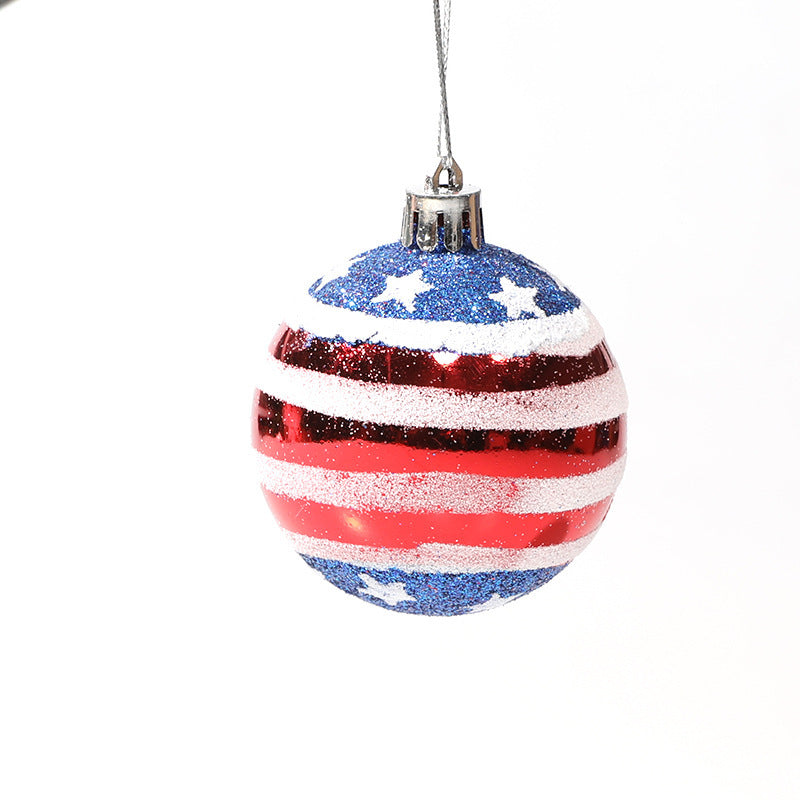 Patriotic Christmas Ball Ornaments Set of 12, Glitter