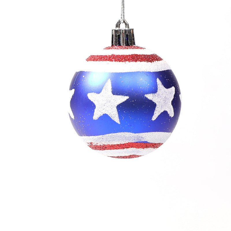 Patriotic Christmas Ball Ornaments Set of 12, Glitter