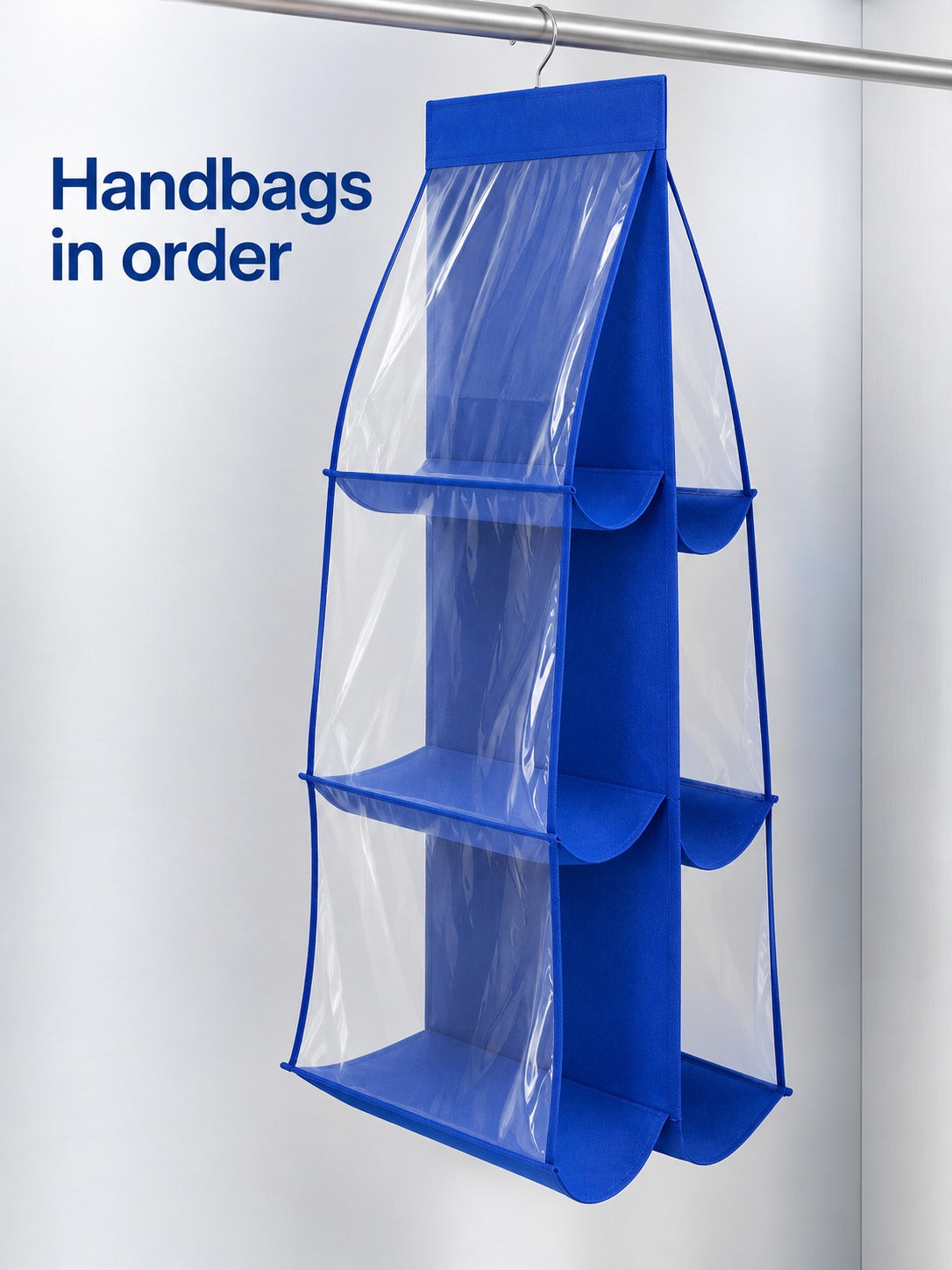 Hanging Handbag Organizer, 6 Clear Pockets for Closet