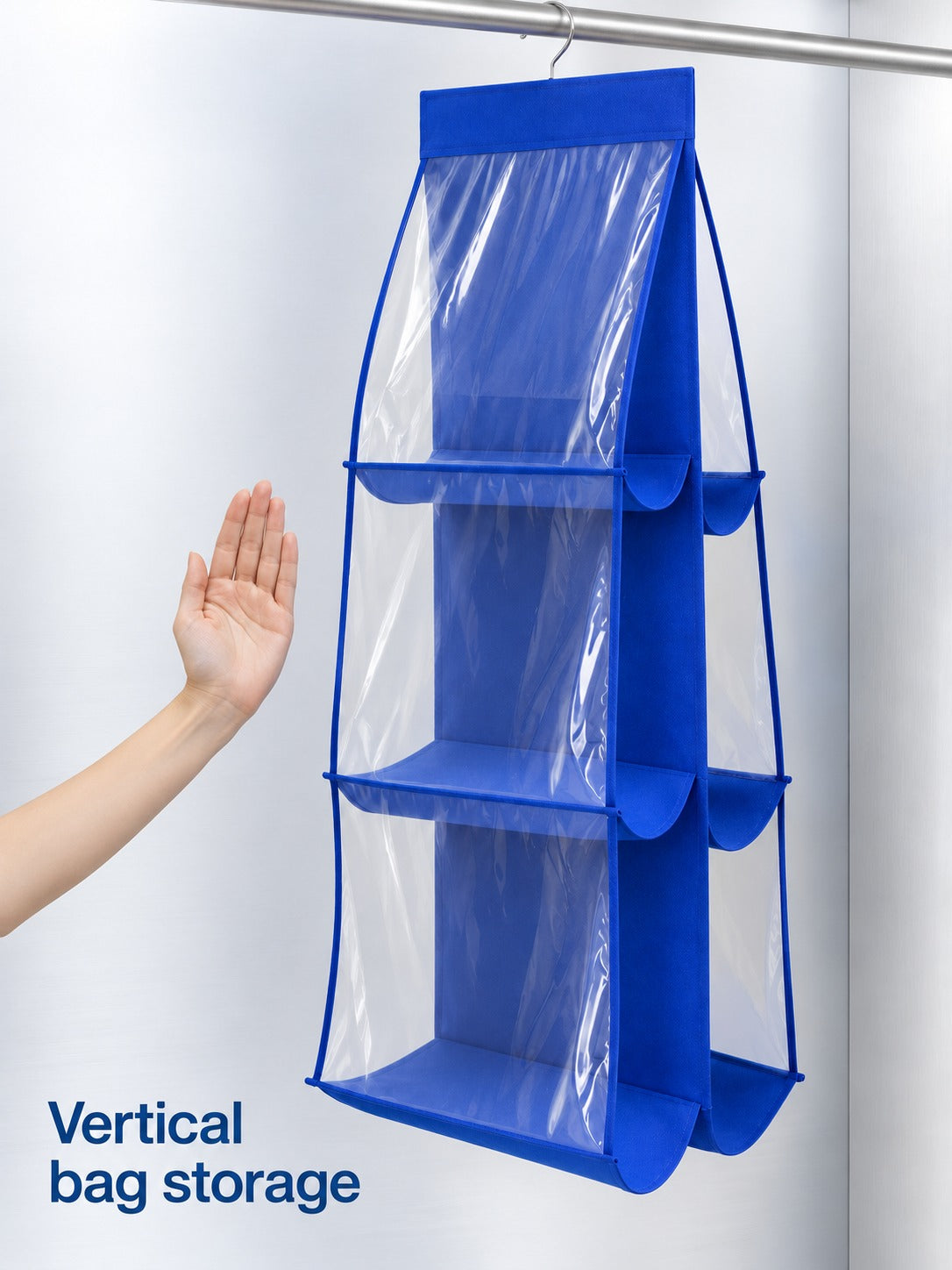 Hanging Handbag Organizer, 6 Clear Pockets for Closet