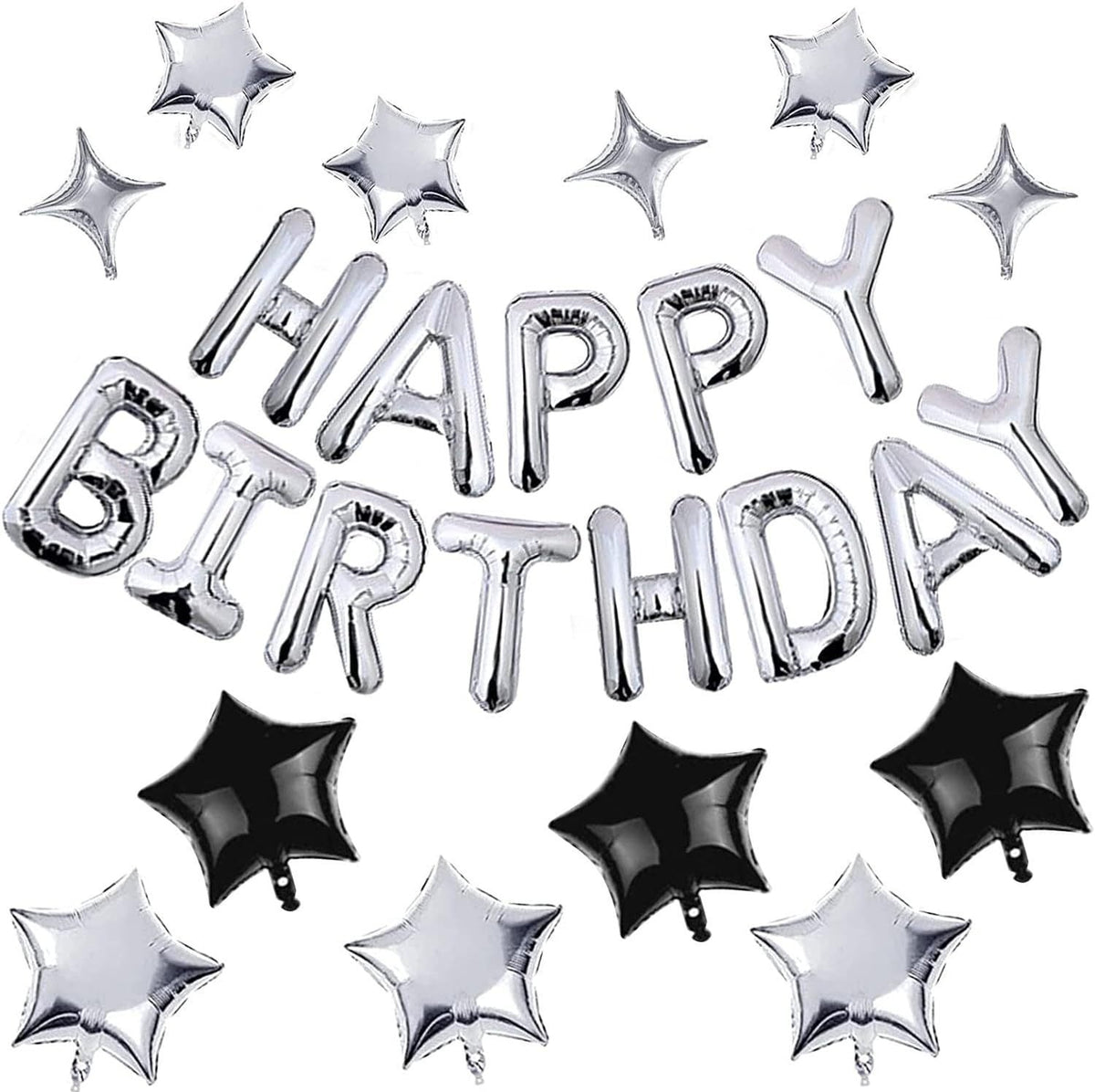 Birthday Balloon Banner Set With Metallic Star Decor