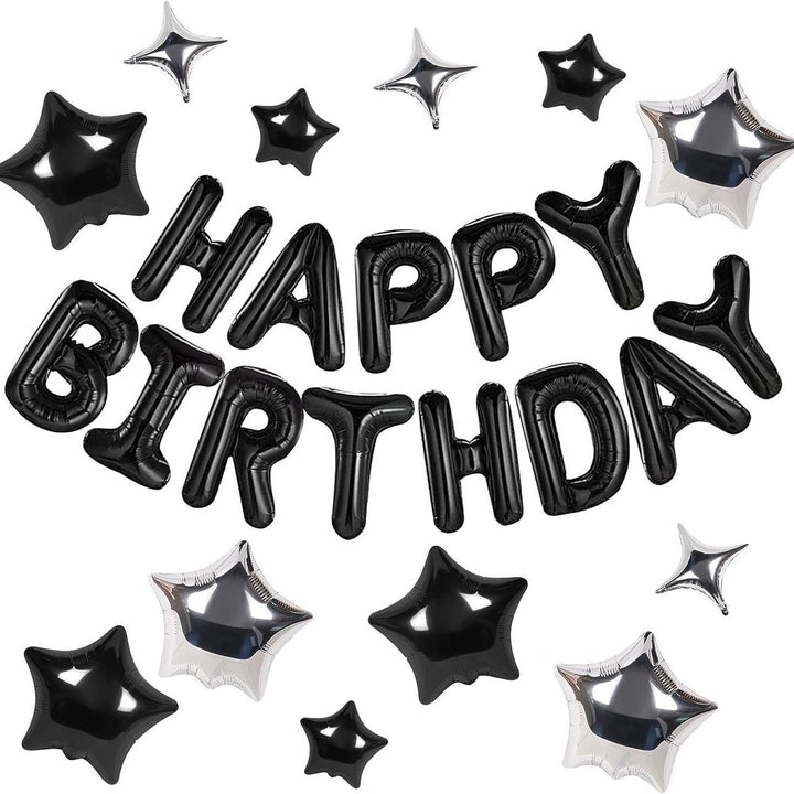 Birthday Balloon Banner Set With Metallic Star Decor
