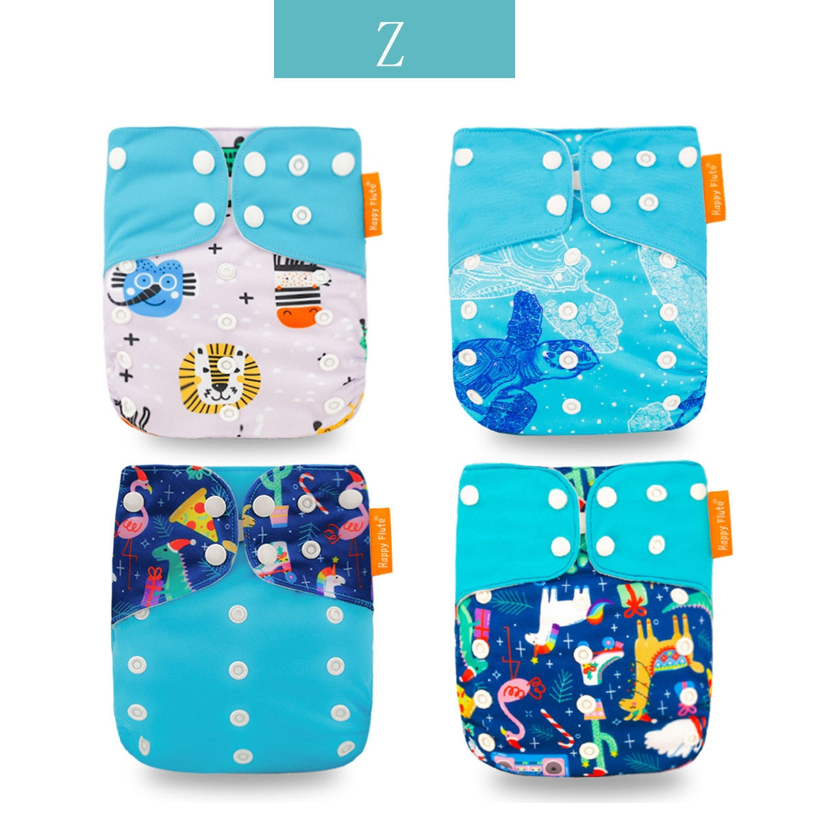 Reusable Cloth Diapers, Adjustable 4-Piece Diaper Set