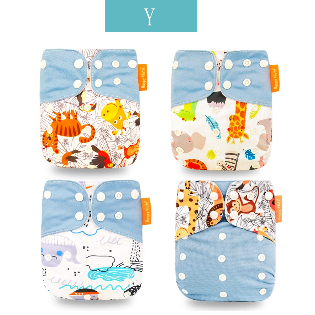 Reusable Cloth Diapers, Adjustable 4-Piece Diaper Set