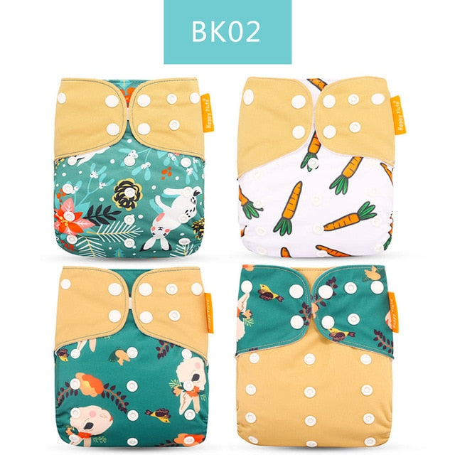 Reusable Cloth Diapers, Adjustable 4-Piece Diaper Set