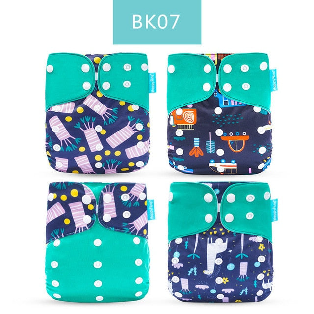 Reusable Cloth Diapers, Adjustable 4-Piece Diaper Set