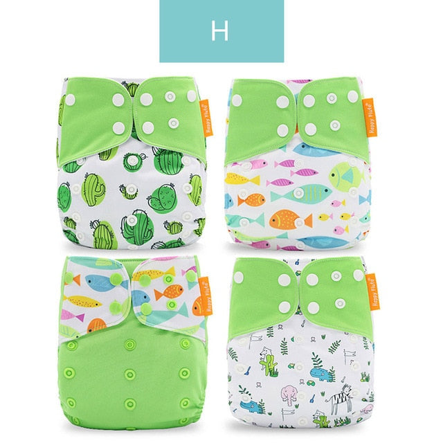 Reusable Cloth Diapers, Adjustable 4-Piece Diaper Set