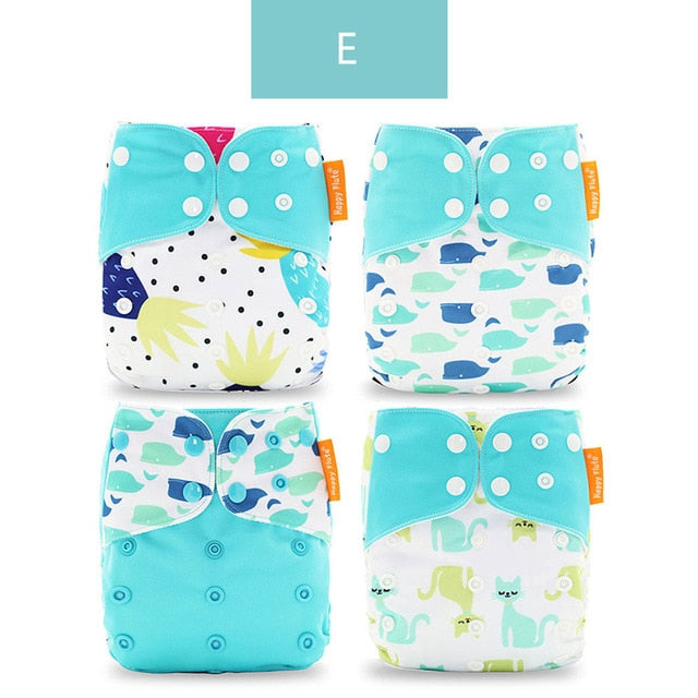 Reusable Cloth Diapers, Adjustable 4-Piece Diaper Set