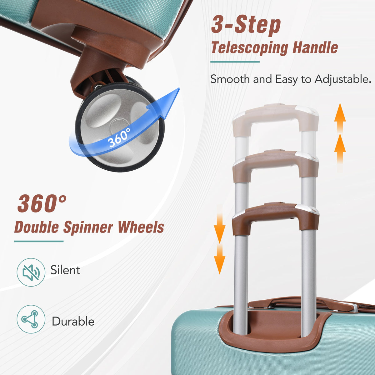 Hardshell Luggage Set 3 Piece Spinner with TSA Lock