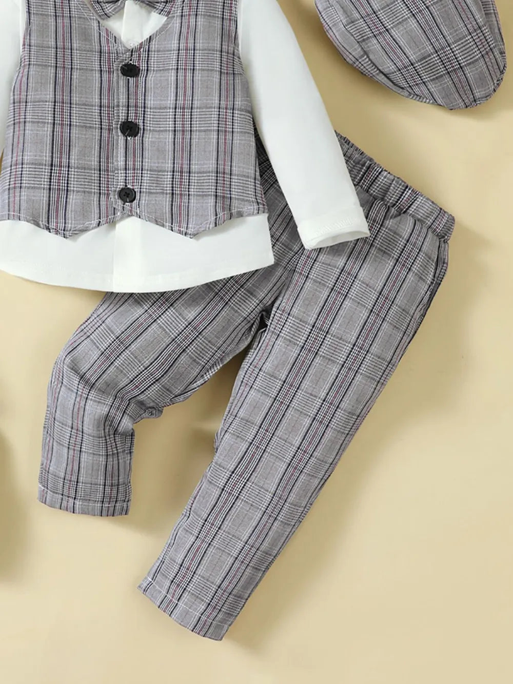 Boys' 4-Piece Plaid Outfit Set for Special Occasions