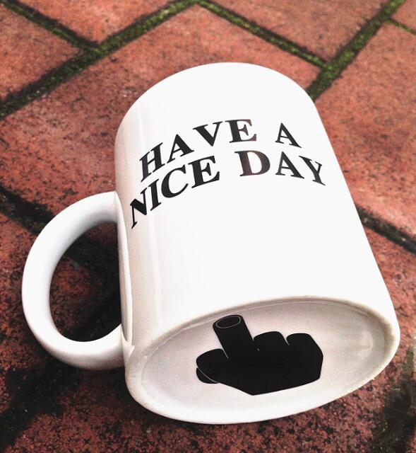 Funny Hidden Middle Finger Coffee Mug, 300ml Ceramic