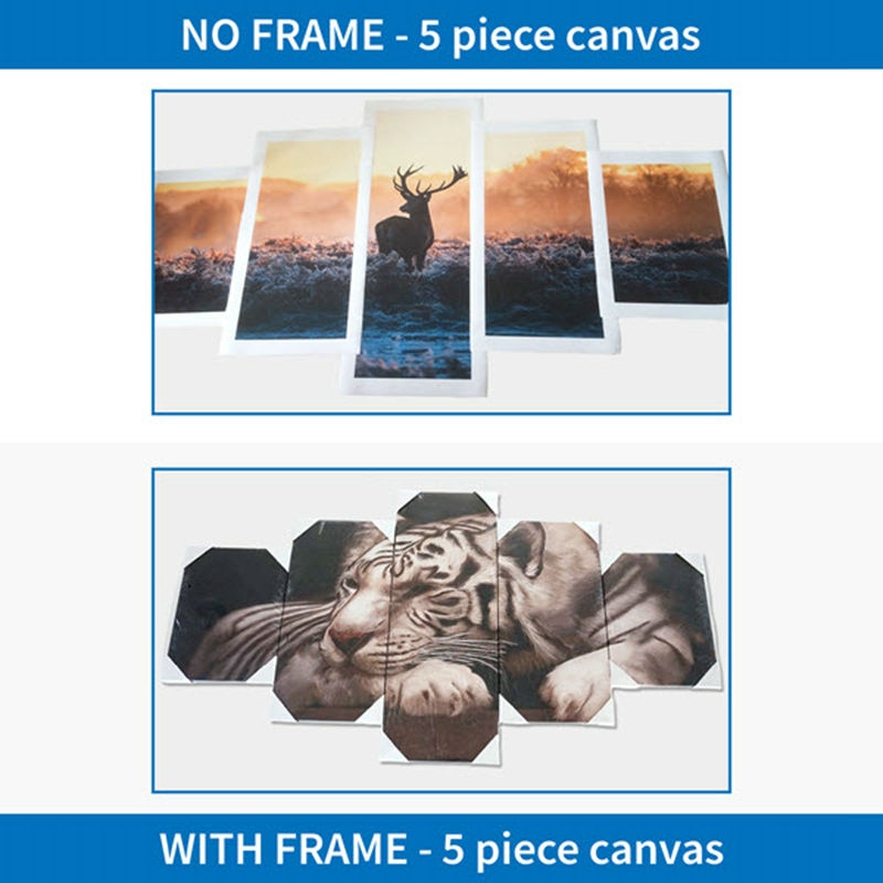 Five-Piece Wolf Mountain Canvas Wall Art Statement Set