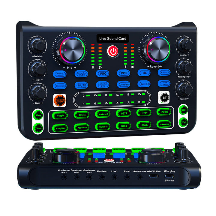 Live Sound Card Mixer with AI Noise Reduction for Streams