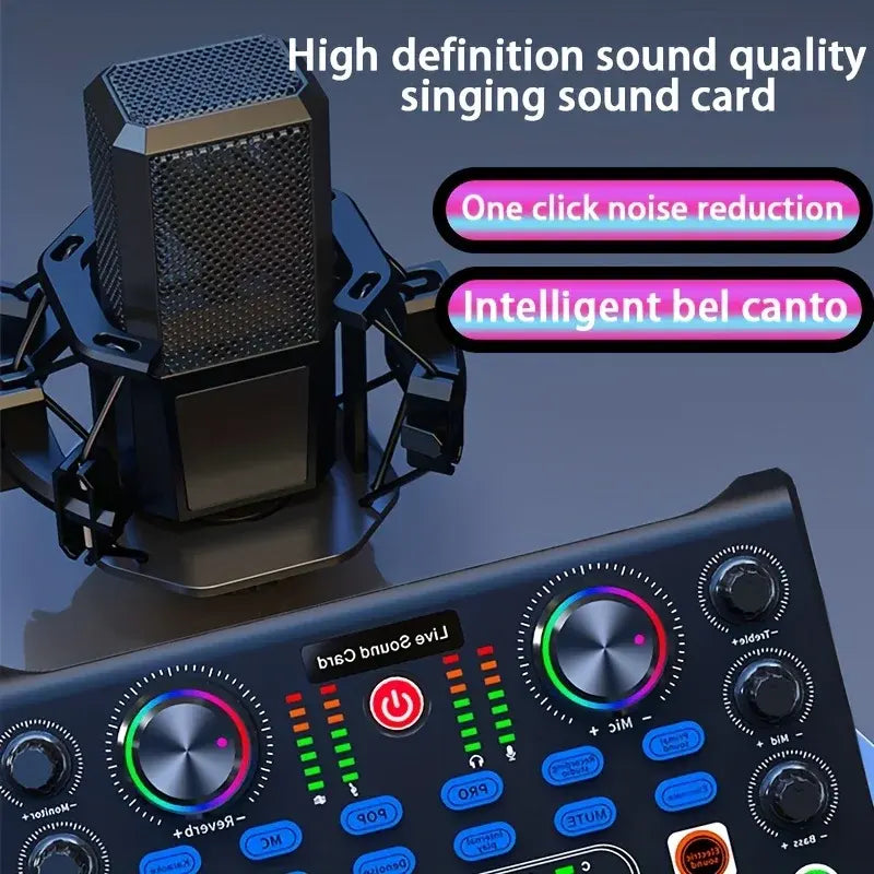 Live Sound Card Mixer with AI Noise Reduction for Streams