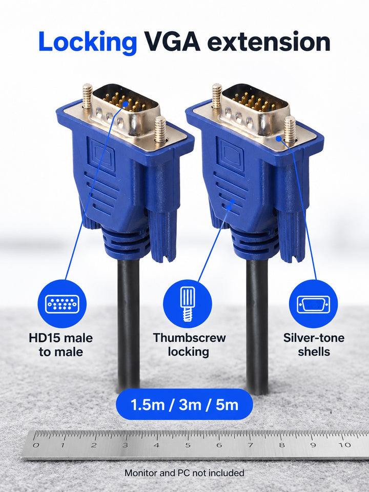 HD15 VGA Extension Cable for Monitor and PC, 1.5-5m