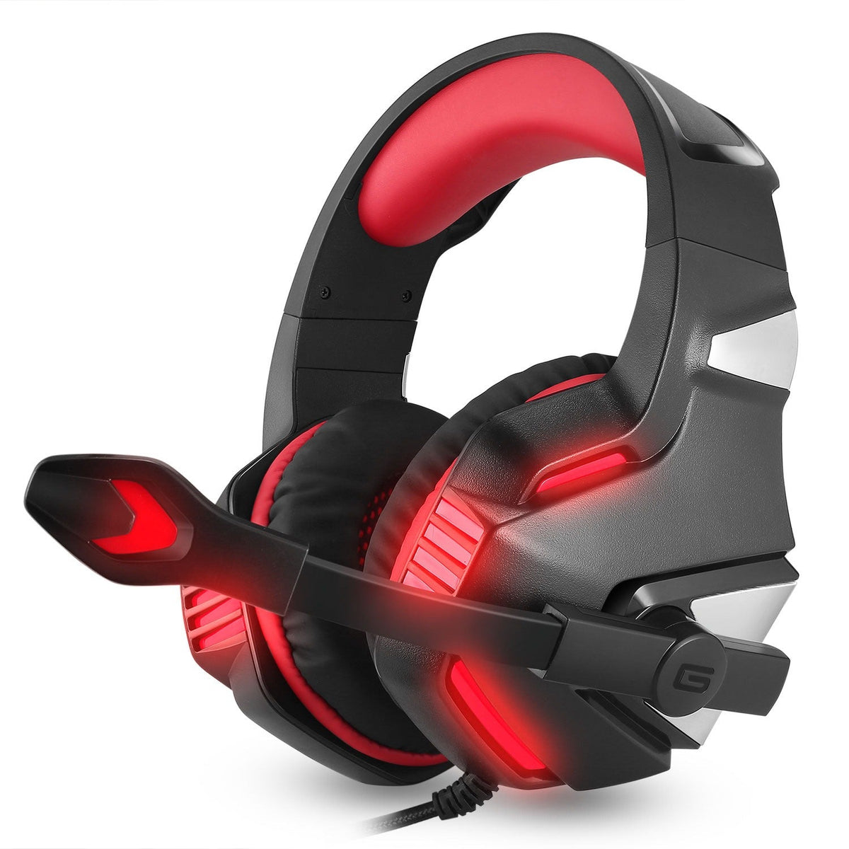 Wired Gaming Headset with LED Ear Cups for Console & PC