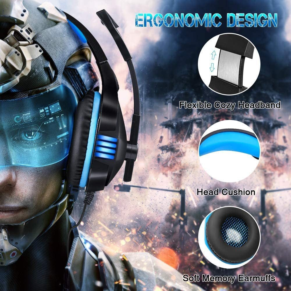 Wired Gaming Headset with LED Ear Cups for Console & PC