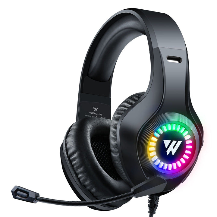 Full-Size RGB Gaming Headset with 360° Rotatable Mic