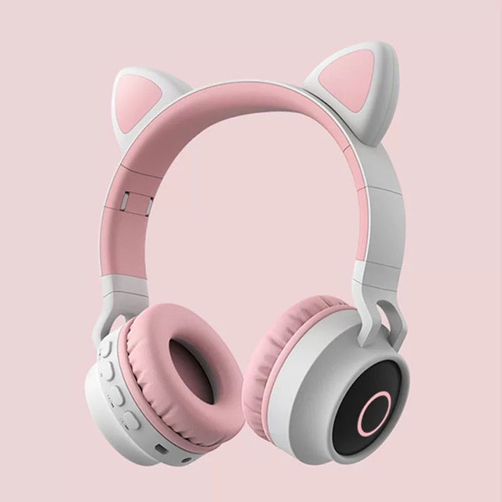 Wireless Cat Ear Headphones with Glowing LED Rings