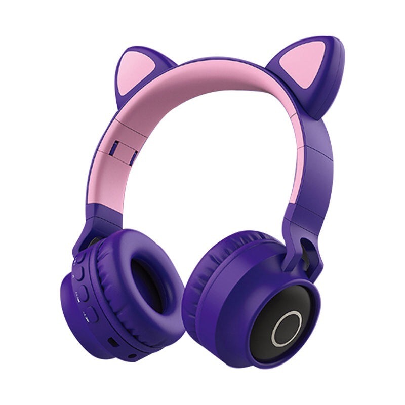 Wireless Cat Ear Headphones with Glowing LED Rings