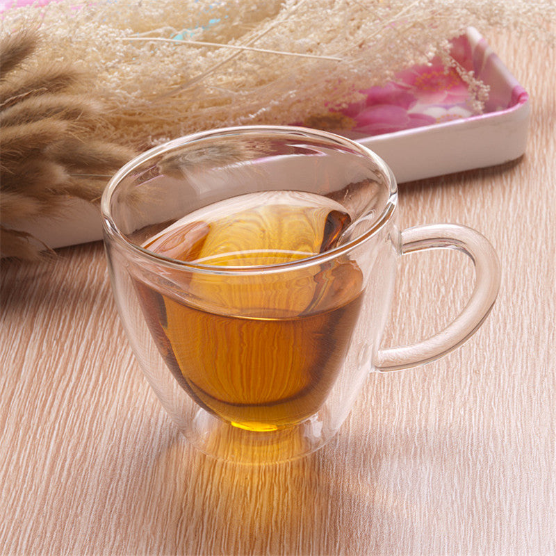 Heart-Shaped Double Wall Glass Mug for Tea & Coffee