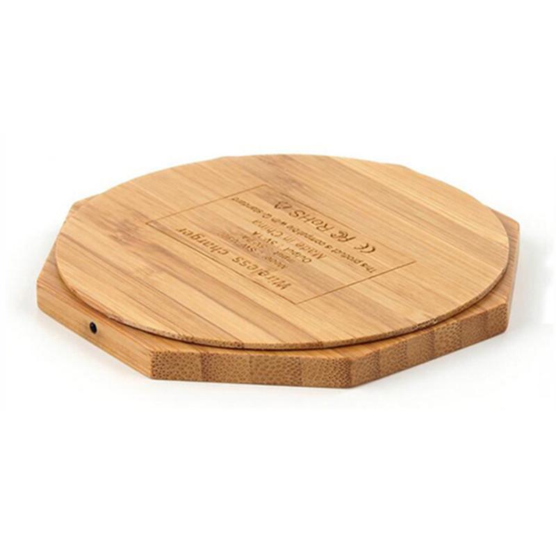 Heart-Shaped Bamboo Wireless Charger for iPhone Desk