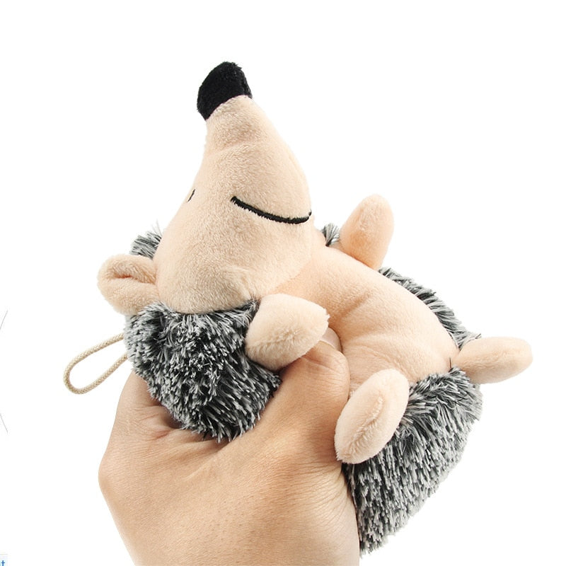 Hedgehog Plush Dog Toy for Squeaky Interactive Play