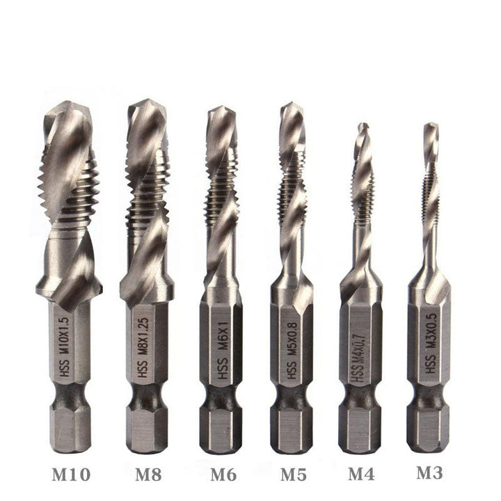 Hex Shank Tap Drill Bit Combo, Titanium Coated HSS