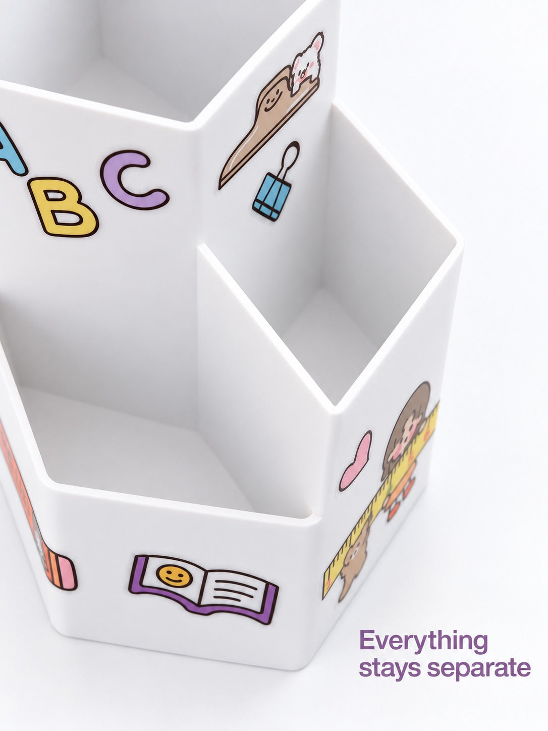 Hexagonal Desk Pen Holder with Compartments for Students