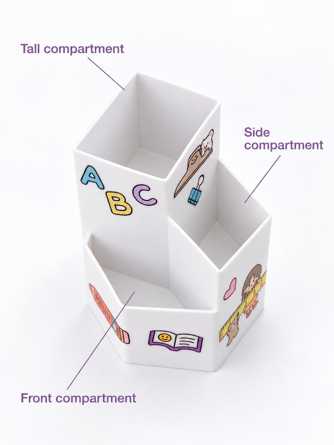Hexagonal Desk Pen Holder with Compartments for Students