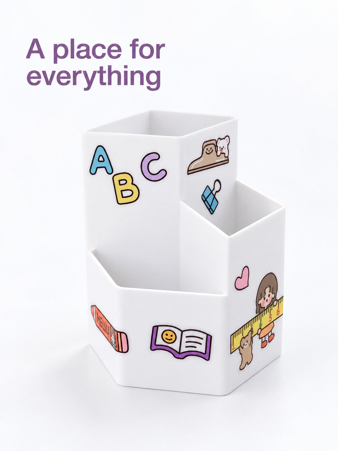 Hexagonal Desk Pen Holder with Compartments for Students