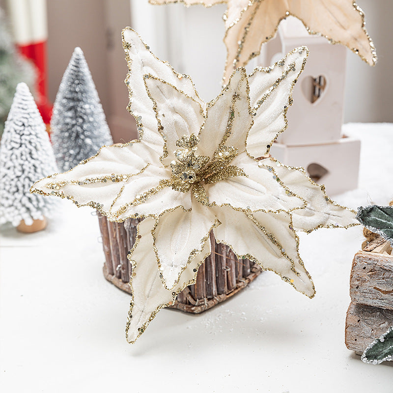 Velvet Poinsettia Stem for Luxury Christmas Decorating