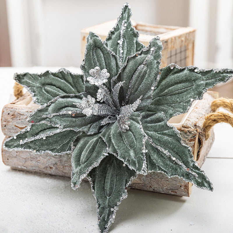 Velvet Poinsettia Stem for Luxury Christmas Decorating