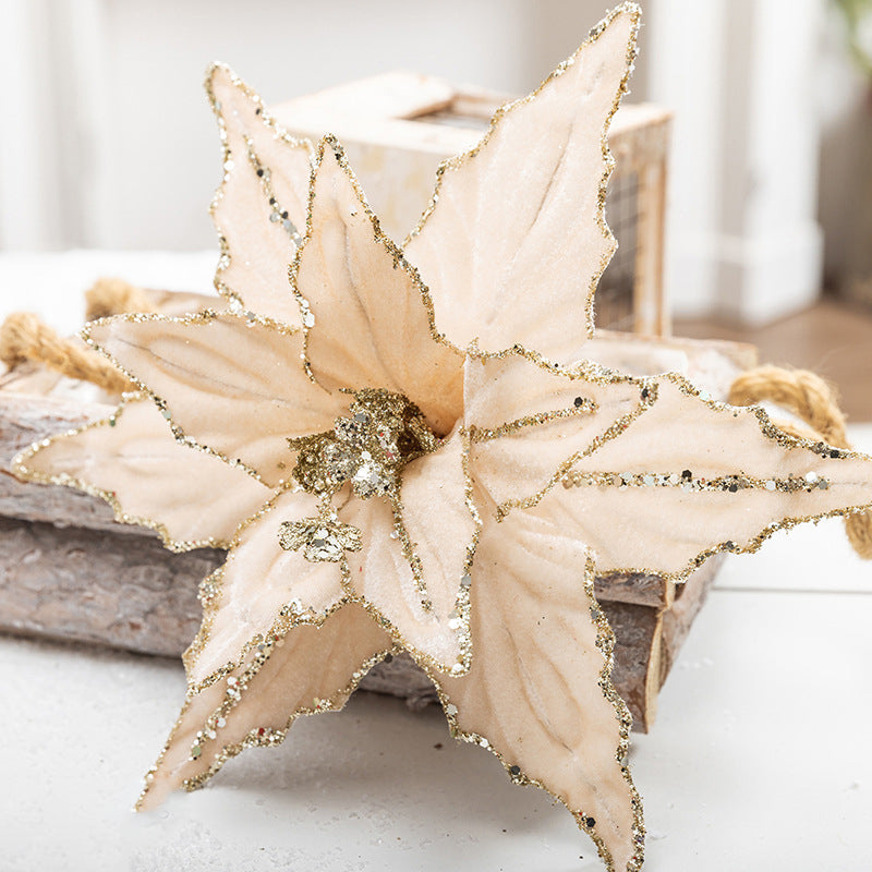 Velvet Poinsettia Stem for Luxury Christmas Decorating