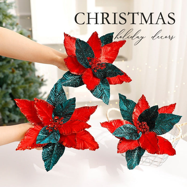Luxury Velvet Poinsettia Christmas Tree Decorations