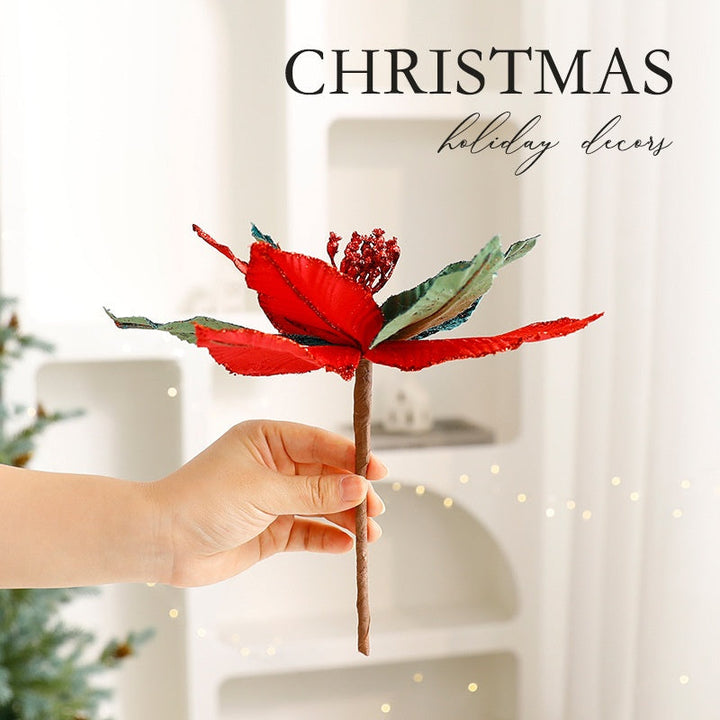 Luxury Velvet Poinsettia Christmas Tree Decorations