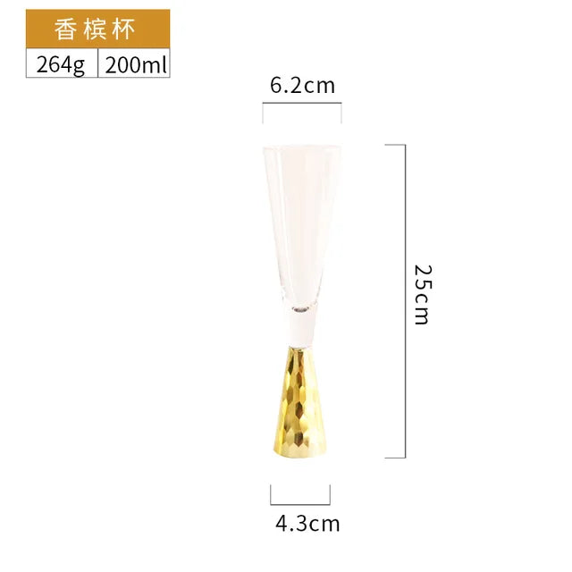 Hammered Gold Base Champagne Glasses for Parties & Bars