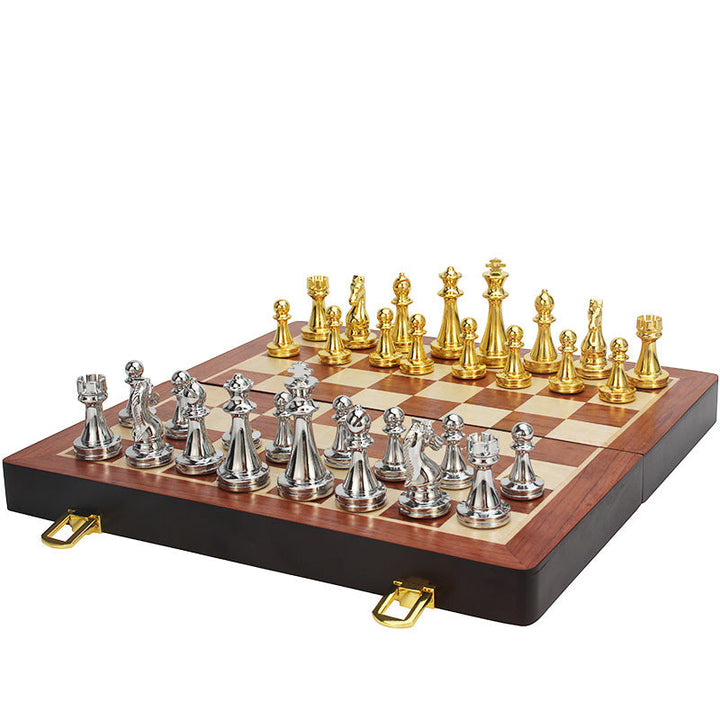 Luxury Folding Chess Set With Gold & Silver Pieces